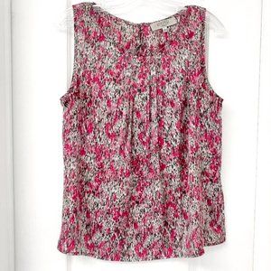 🛍 2 for $25! 🛍 Kasper - Pink Black & White Print Sleeveless Top w Keyhole